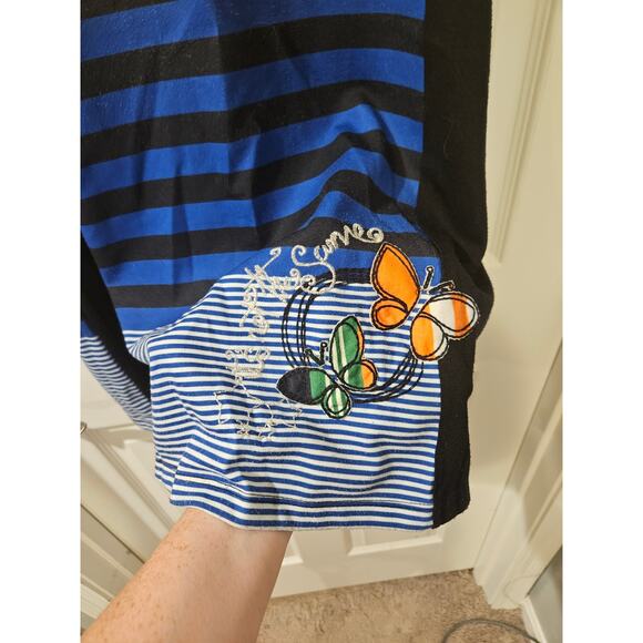 Desigual Striped Butterfly Dress Large Rainbow Embroidered Sleeveless Multicolor - Picture 4 of 9